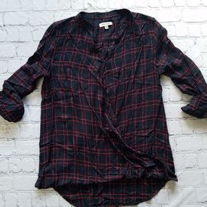 Wild Hart Blue & Red Plaid Wrap Shirt Sz Small
